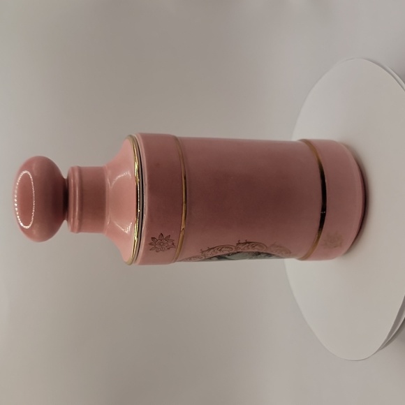 Vintage Enesco Japan Ceramic Pink w/Victorian Artwork Jar - Picture 3 of 13